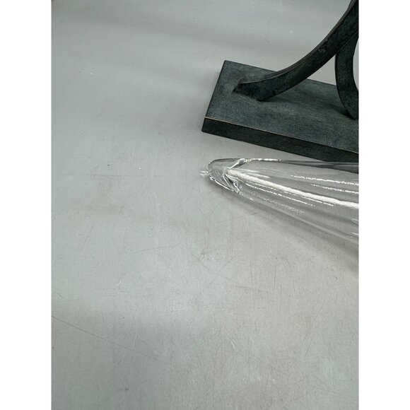 Decorative frontgate iron & Glass blown Oil vessel with wick Lamp tulip 15x9" - Picture 7 of 9